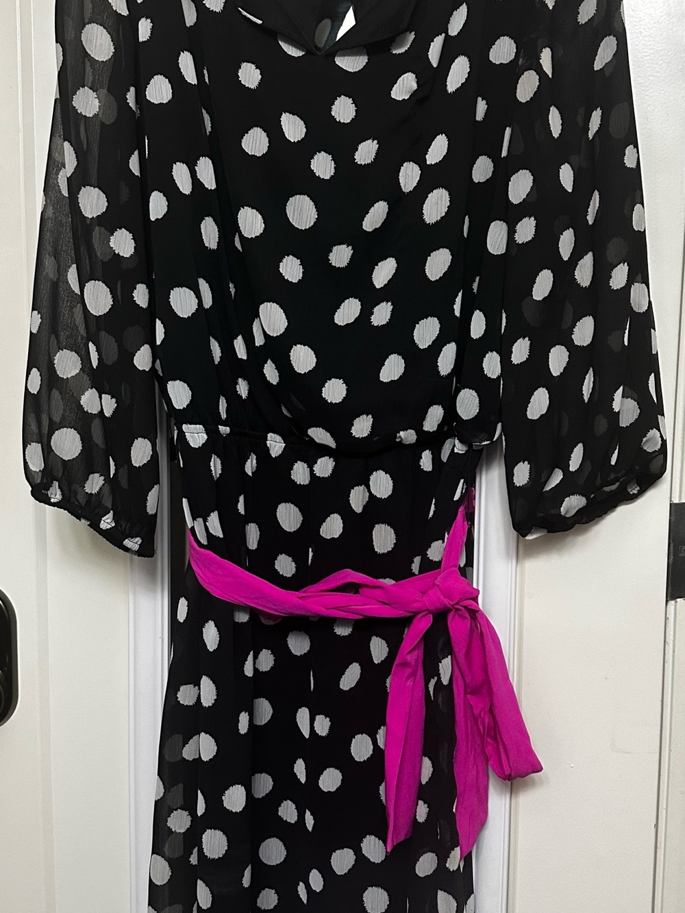 Jessica Howard Black Dress with White Polka Dots